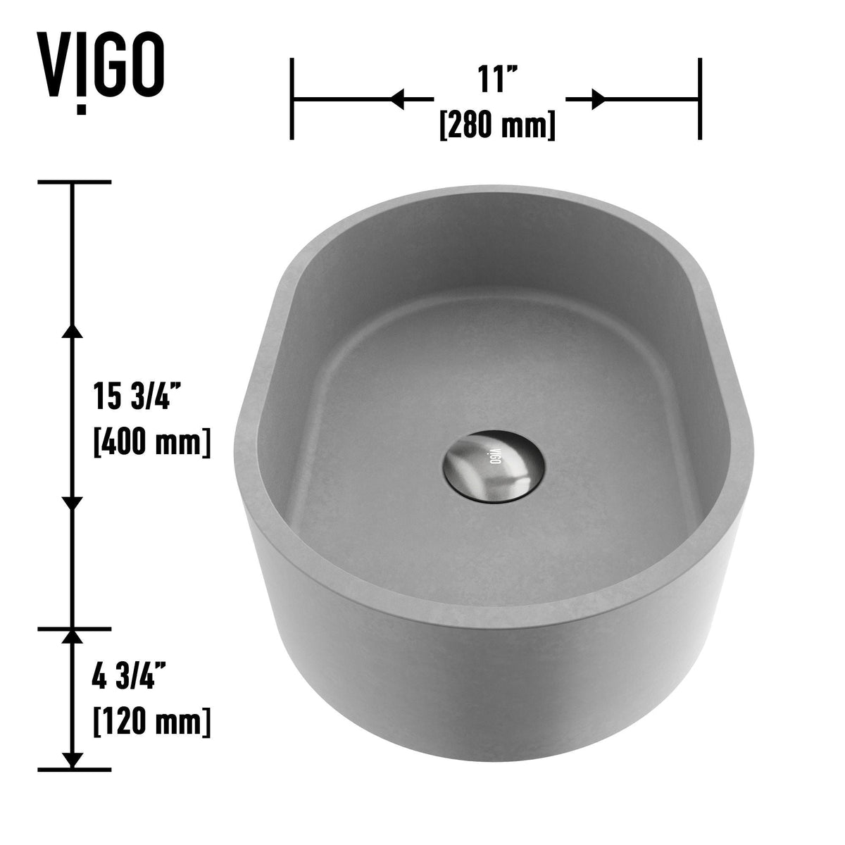 Giralda Gothic Grey Bathroom Sink/Basin Set with Lexington Faucet and Oval Composite Vessel