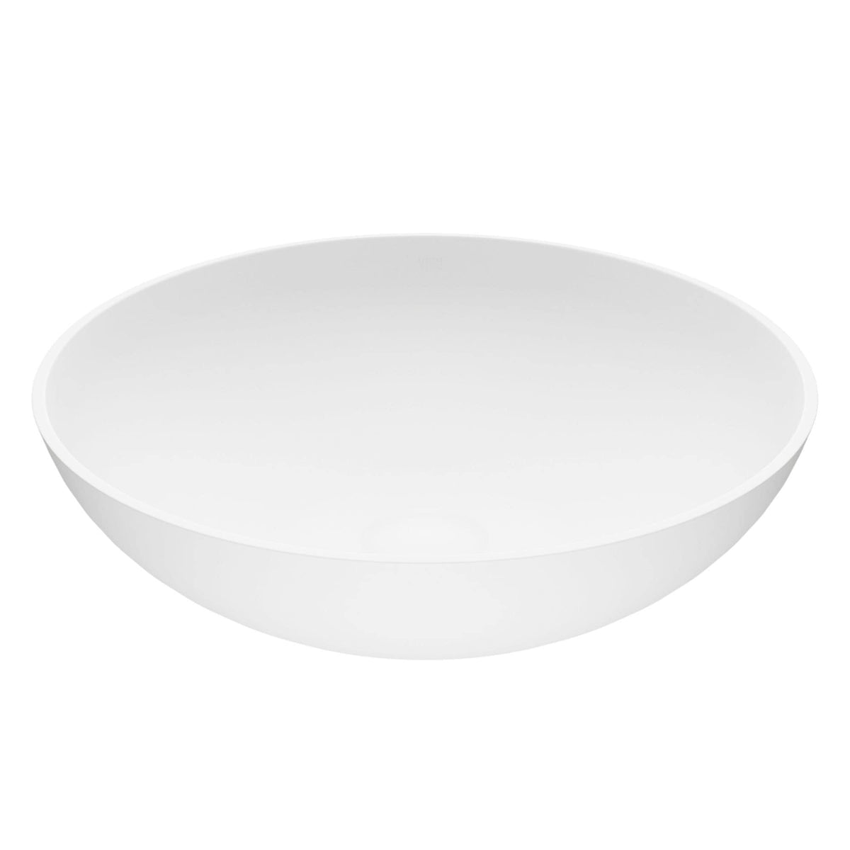 Lotus Matte Stone Round Composite Vessel Bathroom Sink/Basin with Deep Bowl, White