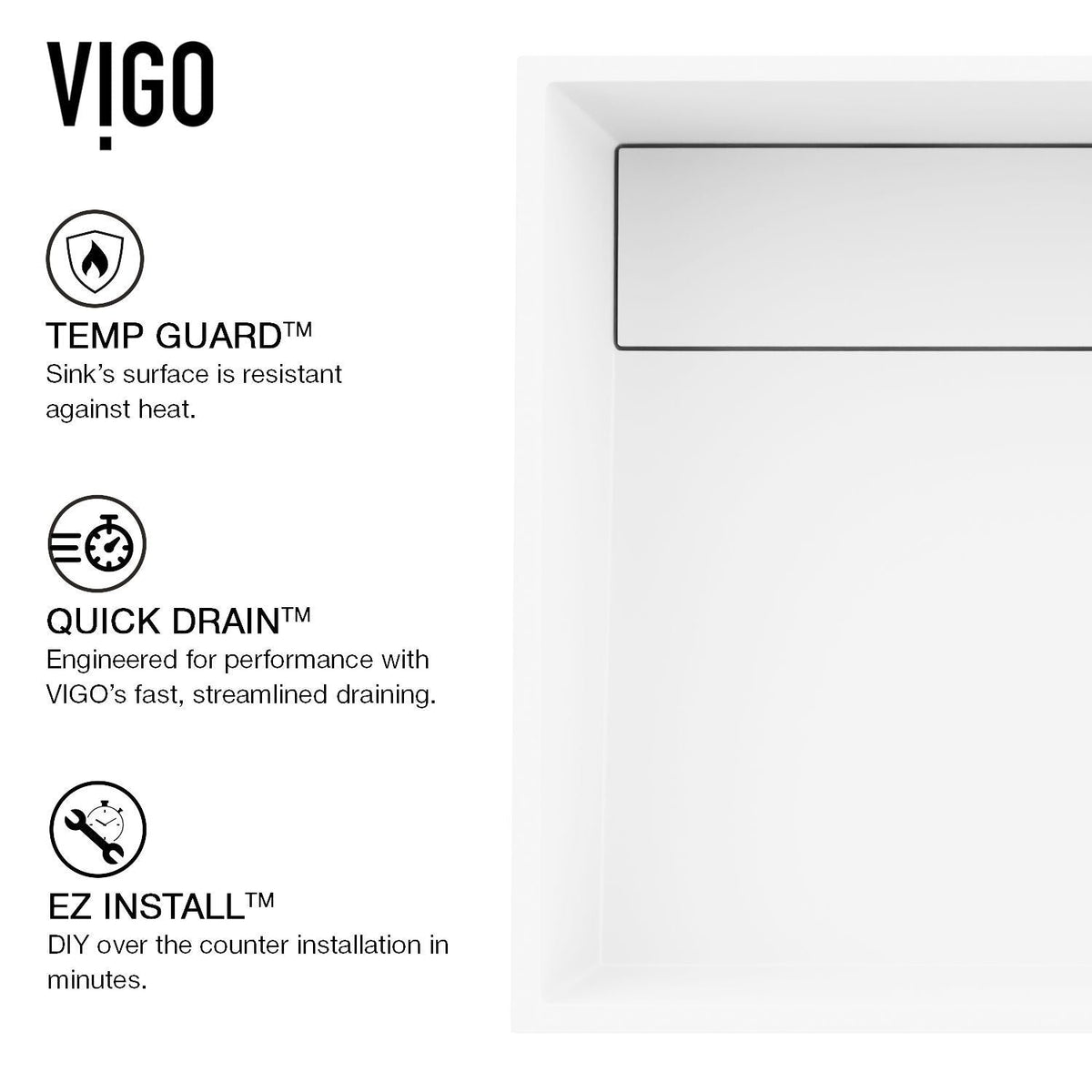 Montauk White Bathroom Sink/Basin Set with Amada Faucet and Rectangular Composite Vessel