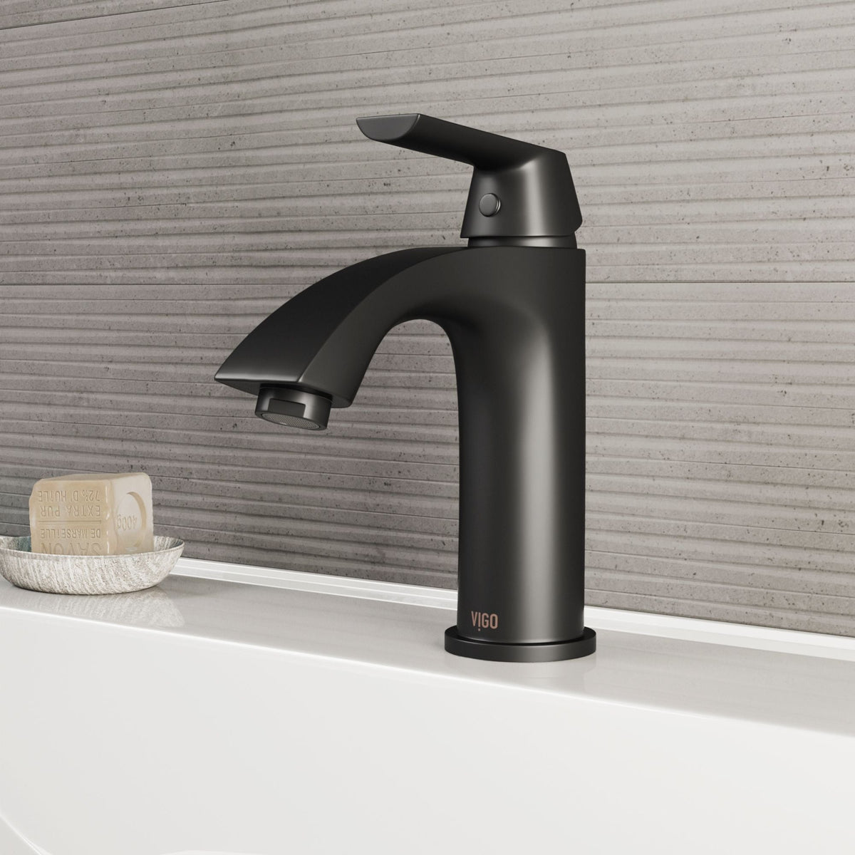 Penela Single Handle Single Hole Bathroom Sink Faucet, Matte Black