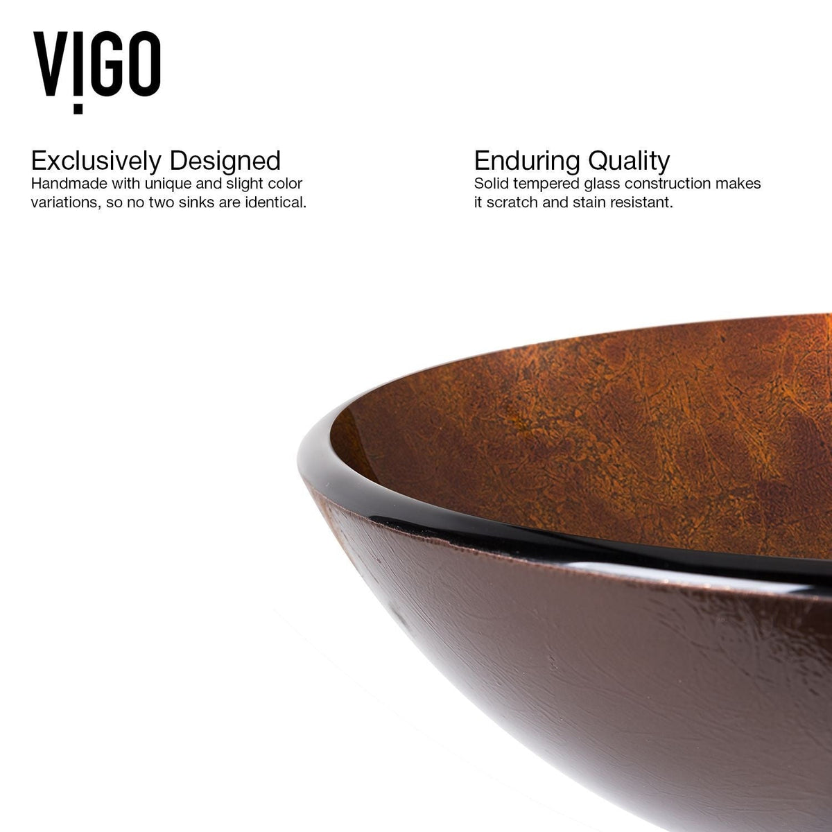 Round Glass Vessel Bathroom Sink/Basin with Deep Bowl, Russet