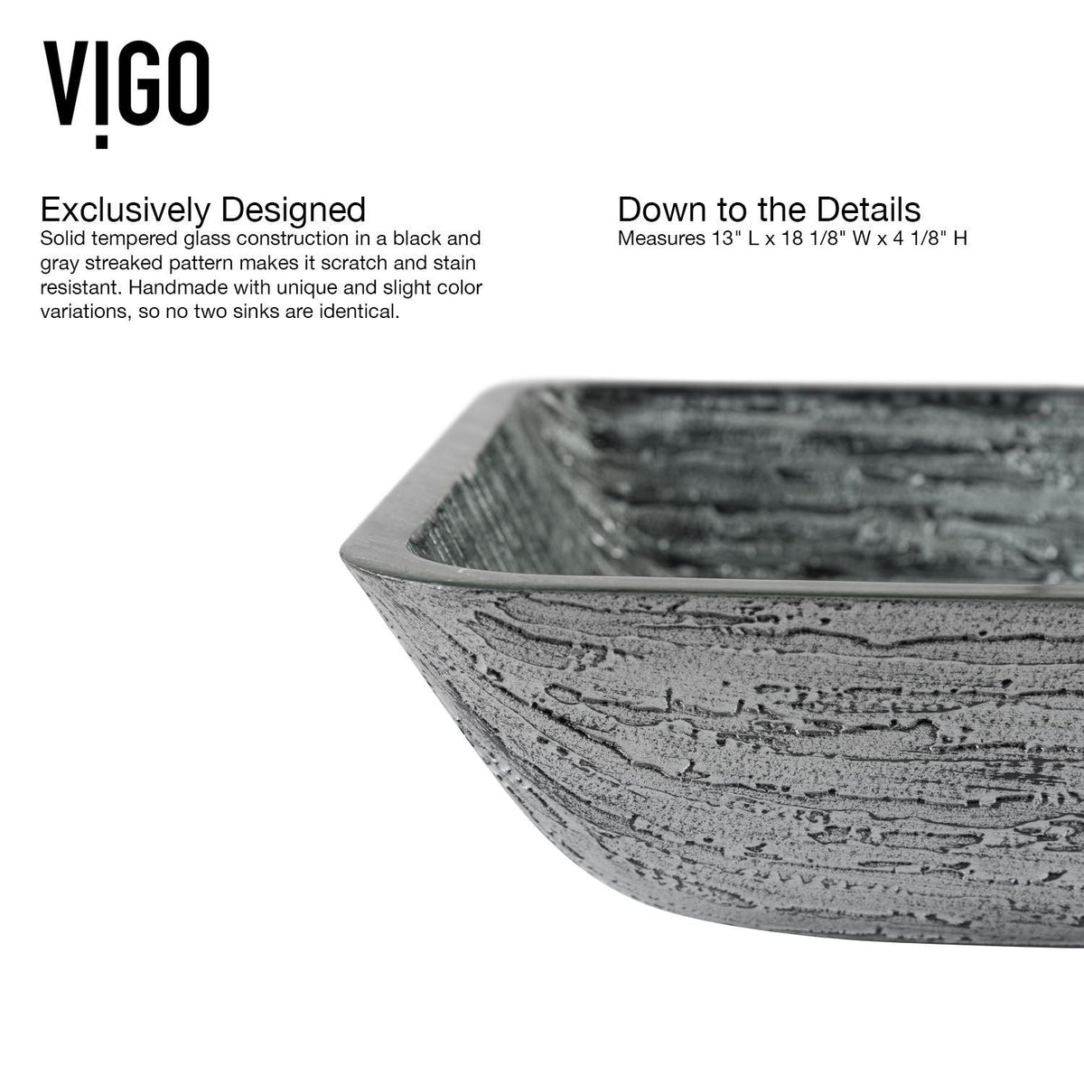 Titanium Glass Slate Grey Bathroom Sink/Basin Set with Lexington Faucet and Rectangular Vessel