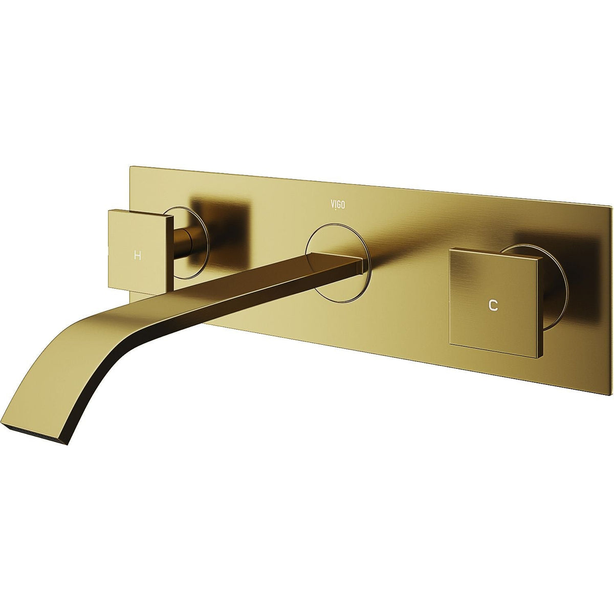 Titus Wall Mount Dual Handle Bathroom Sink Faucet, Eco-Friendly 1.2 GPM Flow Rate, Matte Brushed Gold