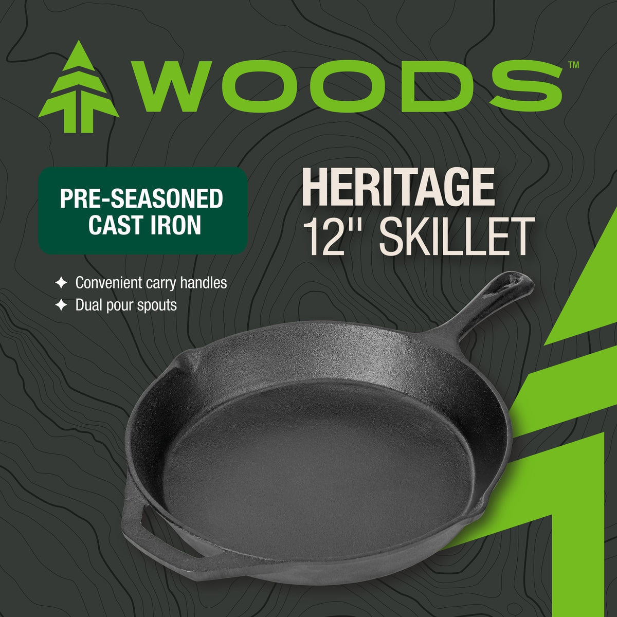 Woods Cast Iron Camping Pan, 12-in