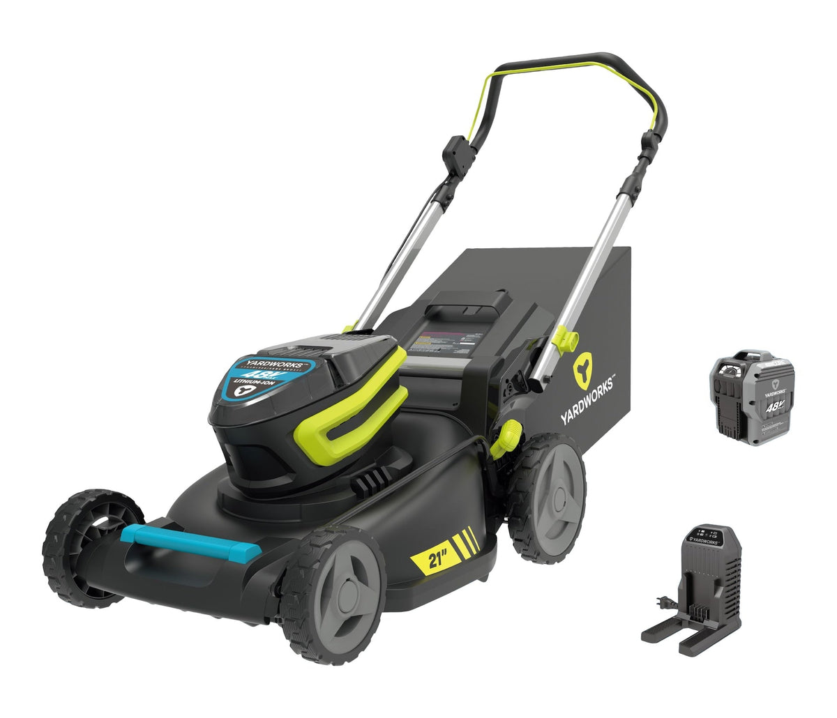 48V 3-in-1 Brushless Push Lawn Mower, 21-in with 6Ah Battery & Charger
