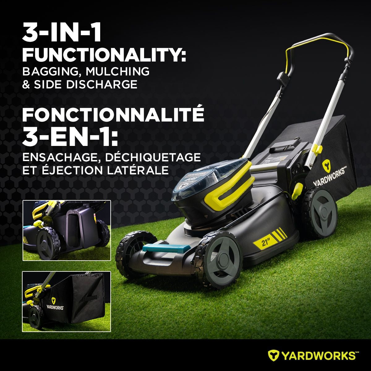 48V 3-in-1 Brushless Push Lawn Mower, 21-in with 6Ah Battery & Charger