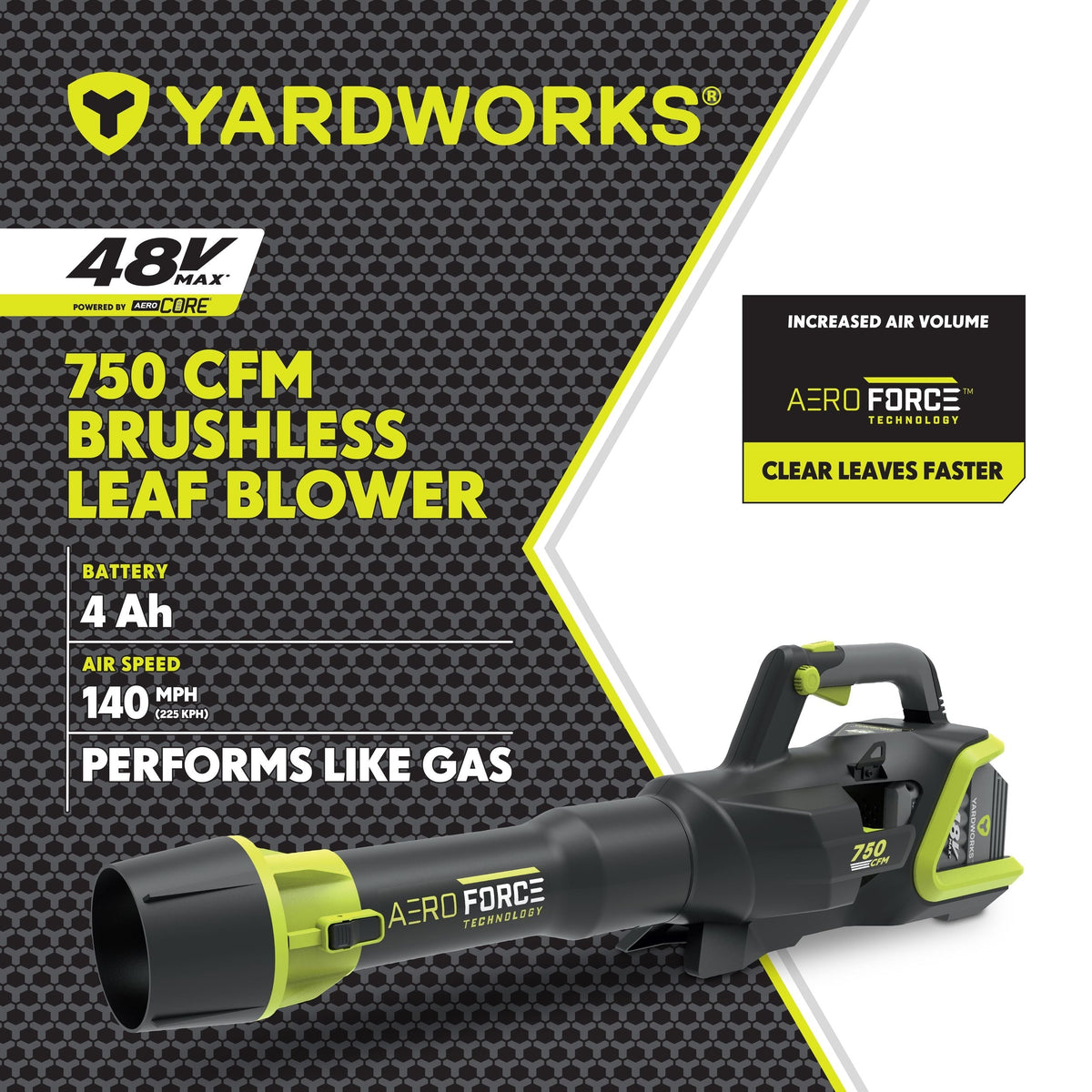 48V Lithium Ion Max Brushless AeroForce 2.0 750 CFM Leaf Blower Kit with (1) 4.0Ah Battery & (1) 2.0A Charger