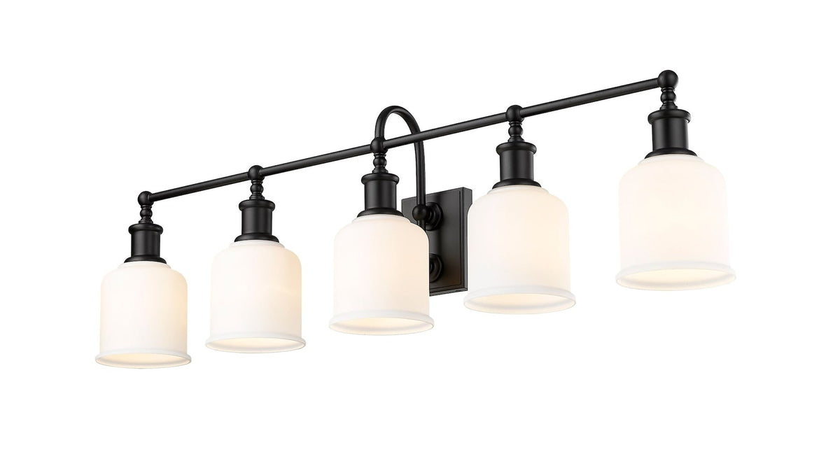 Bryant 5-Light Vanity Light, Black with Opal Shade