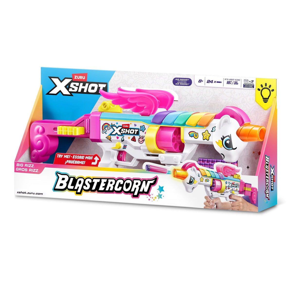 Big Rizz Blastercorn Foam Dart Toy Blaster with 24 Darts