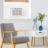 A 5000 calorie heating/cooling window air conditioner and dehumidifier, suitable for apartments, living rooms, bathrooms and small rooms with an area of no more than 150 square feet. The quiet window air conditioner is equipped with a remote control.