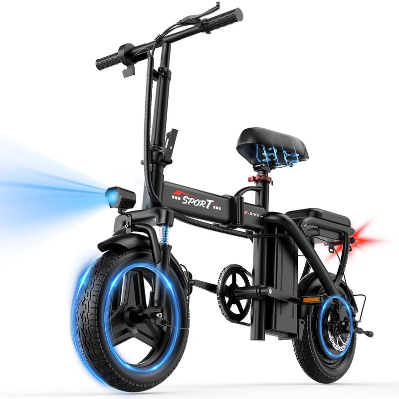 ASKGO Z6 14 in Electric Bike 1200W Motor, 48V/10AH E-Mountain Bike,Folding Electric Bicycle for Adult with Two Seats UL2849,Unisex,Pedal-Assist G2269