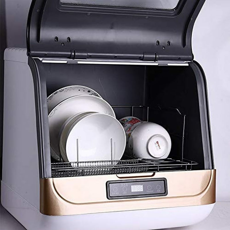 Countertop Dishwasher Kitchen Mini Portable Dish Bowl Washer Tabletop Automatic Dishwasher Deep Cleaning for Home, Apartment, RV (White Black) U19