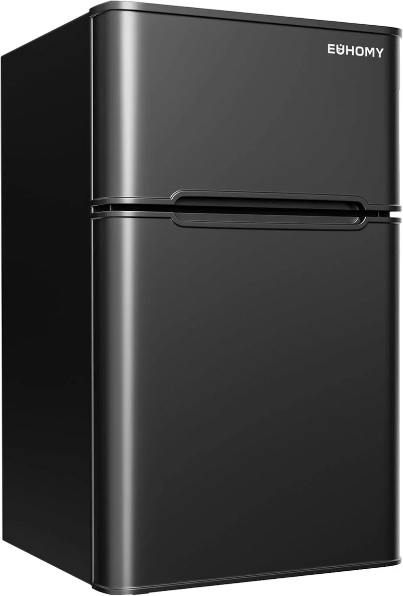 3.2 Cu.Ft Mini Fridge with Freezer – 2-Door Compact Refrigerator for Bedroom, Dorm, Office or Apartment, Silver O6666
