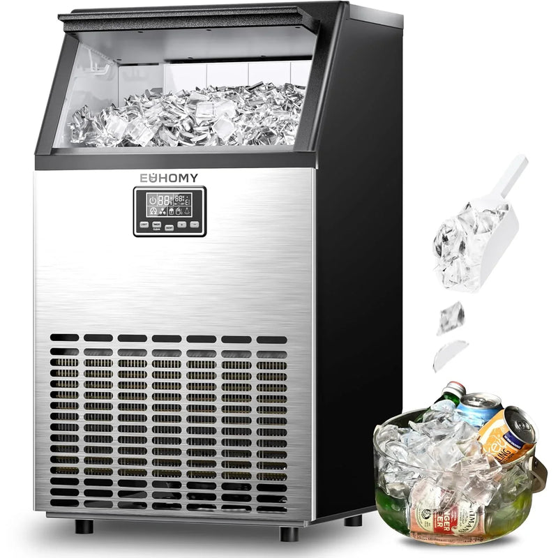 Commercial Ice Maker Machine, 100lbs/24H Stainless Steel Under Counter ice Machine with 33lbs Ice Storage Capacity, Freestanding Ice Maker. Z4382