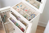 Hives and Honey Cabby Standing Jewelry Armoire – Fully Locking Wood Jewelry Storage with Mirror, 7 Drawers, Necklace Hooks, and Anti-Tarnish Lining — Turquoise