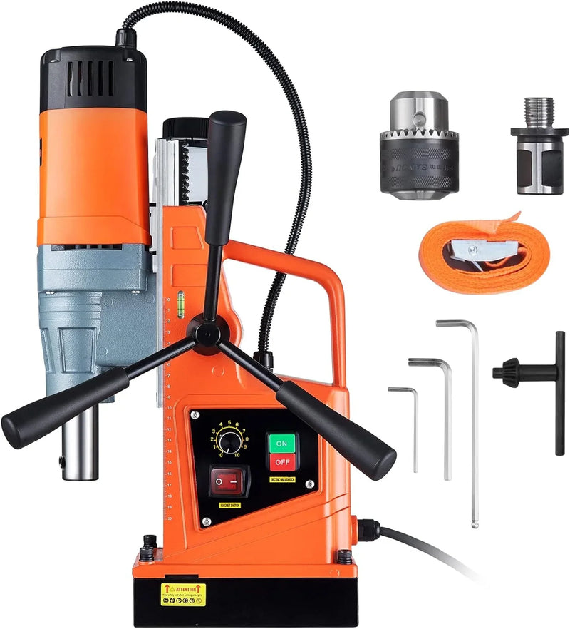 Mag Drill Press, 1550W 2" Boring Diameter, 2922lbf Power Magnetic Drill, 500 PRM, 10-Speed, Electric Drilling Machine for Metal Surface, Industrial and Home Improvement N3139