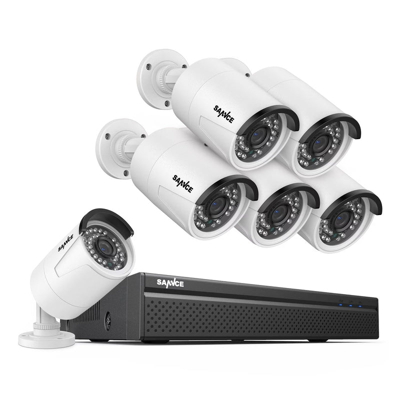 SANNCE 8CH 5MP Poe Home Security Camera System,2MP 8CH Poe NVR, 6pcs 1080P Outdoor Poe Cameras,No Hard Drive M659