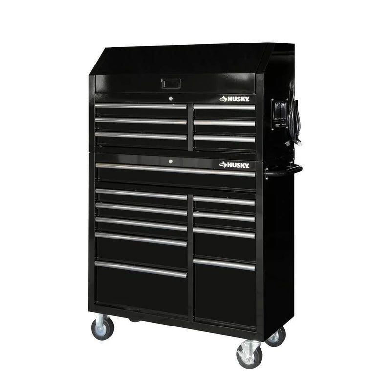 41 in. 16-Drawer Tool Chest and Cabinet Combo in Gloss Black I4777