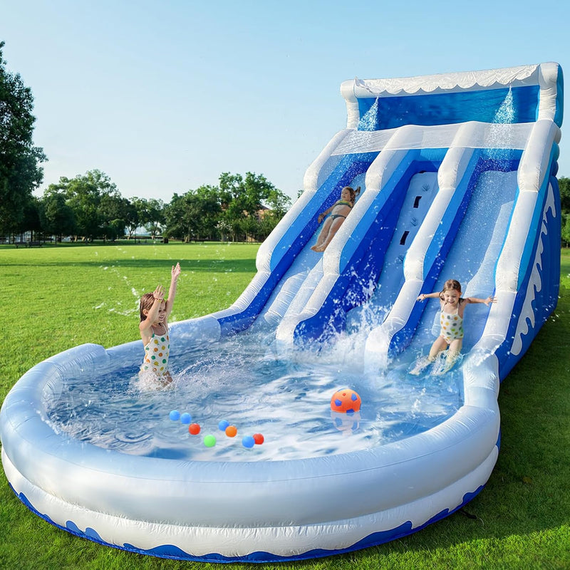 Large Inflatable Water Slide Swimming Pool Play Center, Commercial Grade Lightweight Premium Water Slide Bounce House 20.6x9.5x9.3Ft for Kids and Adults (with Blower) M587