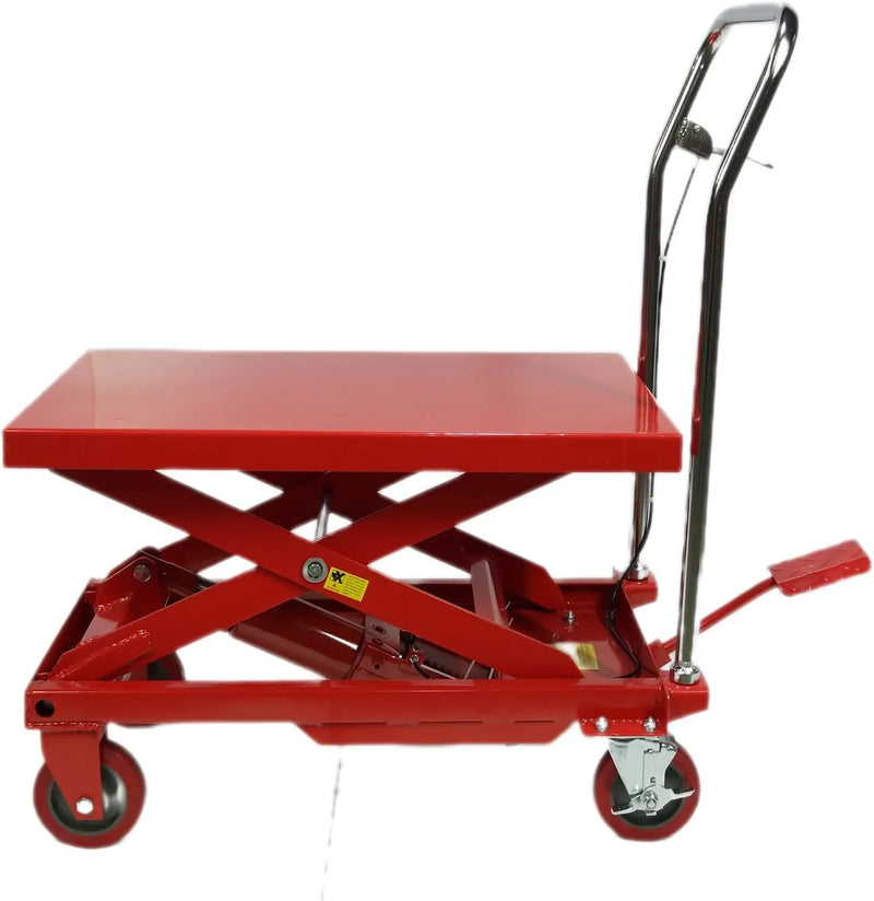 500LBS Hydraulic Lift Table Cart, 30" Lifting Height., Double Scissor Lift Table with 4 Wheels and Non-Slip Pad, Hydraulic Scissor Lift Table for Material Handling and Transportation K605