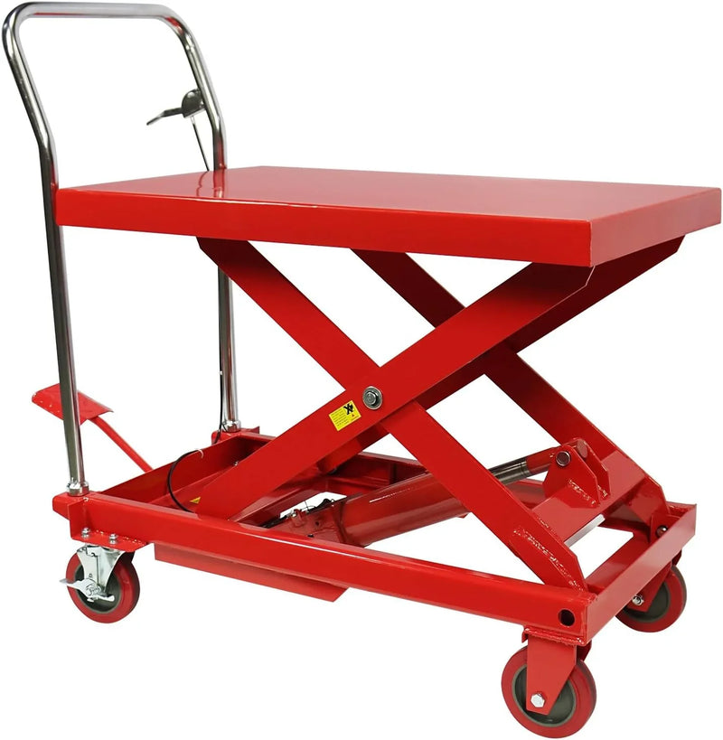 Hydraulic Lift Table Cart – 31" Lift Height, Double Scissor Design with 4 Wheels & Non-Slip Pad for Material Handling F9013