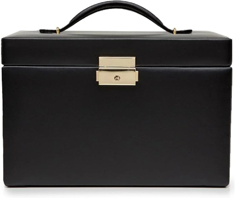 Medium-sized jewelry box, made of tin - 28 compartments, 10 spaces for storing rings, 20 slots for ear piercings 10 compartments for storing necklaces - Includes a handbag W309