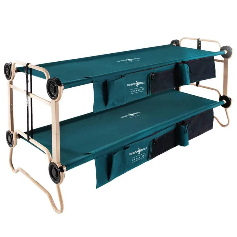 Large Cam-O-Bunk Benchable Double Cot with Storage Organizers, Green X5927
