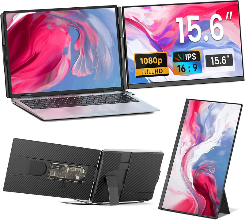 Laptop Screen Extender - 15.6" FHD 1080P Portable Monitor for Laptop, Detachable & Plug and Play Dual Laptop Monitor Extender for 13"-17.3" Laptops, Compatible with Wins/Mac/Android/Chrome L7139