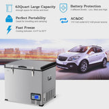 63-Quart Portable Electric Car Cooler Refrigerator / Freezer Compressor for RVs Camping