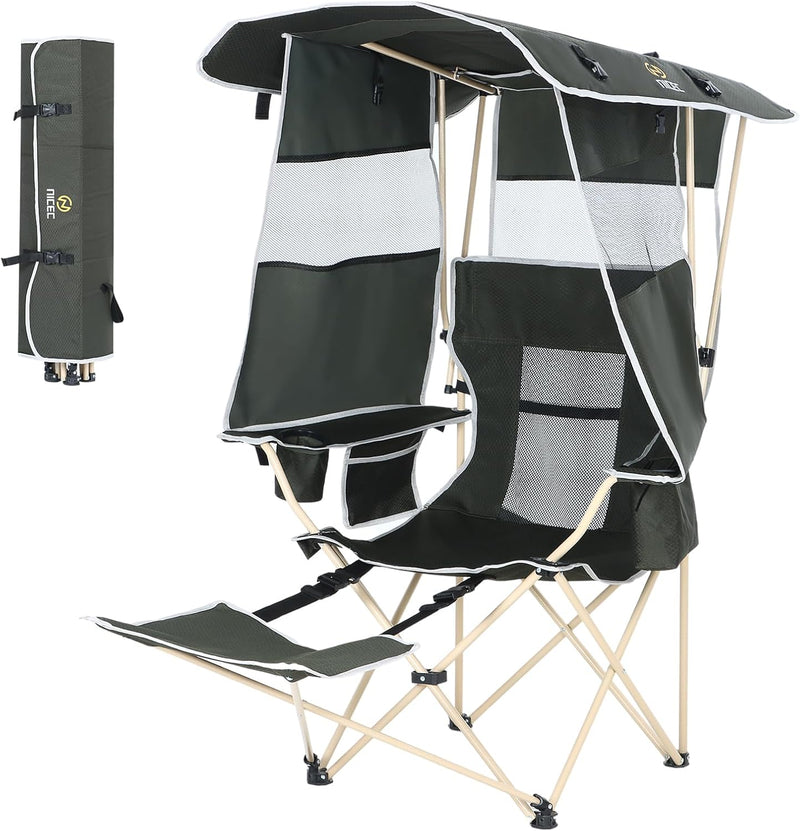 Nice C Canopy Chair, Camping Chair with Canopy, Folding Chair with Canopy, Shade Chair, Canopy Chair Outdoor, Folding Lawn Chair with Canopy, Sport Chair, Camping Chair with Foot Rest (2-P w/Footrest) Q5825