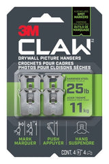3M Claw DrywAll Picture Hanger, 25-lb Capacity, 4 Hangers per Pack