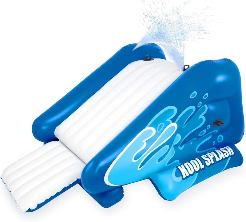 Kool Splash Inflatable Water Slide Swimming Pool Play Center with Built in Sprayers for Kids and Adults, Ages 6 and Up, Blue V7841