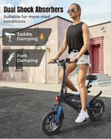 ANCHEER Peak 500W Electric Bike for Adults, Foldable Electric Bikes with 48V 374Wh Battery, 14 in Electric Bicycle for Men Women, LCD Digital...