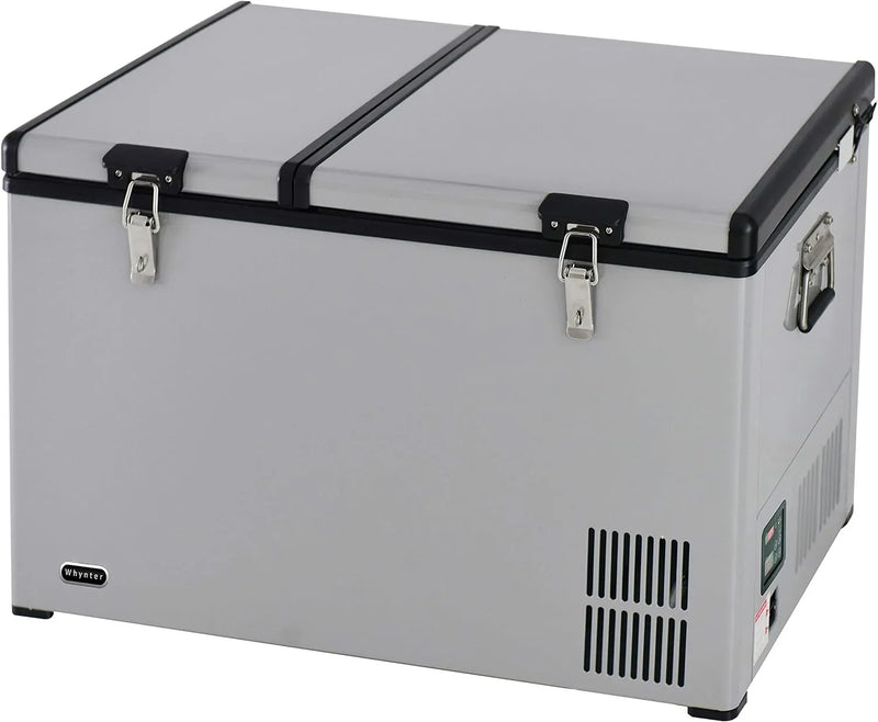 FM-65G 65 Quart Portable Refrigerator and Deep, AC 110V/ DC 12V, Real Chest Freezer for Car, Home, Camping, and RV with-8掳F to 50掳F Temperature Range, Gray, One Size X132