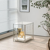 Acrylic dog cage - Clear and transparent dog house - Indoor lockable - High-intensity ventilation dog house - Suitable for small to medium-sized dogs (weighing no more than 45 pounds) - Fashionable transparent dog house cage, 30 inches long, 20 inche