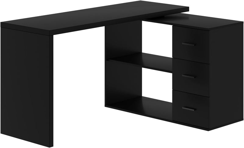 L Shaped Desk with Drawers Shelves, Corner Home Office Desk with Storage Cabinet, Large Wood Computer Desk for PC Executive Work Writing Study, Modern Living Room Bedroom Table,White Oak,60 in X2116