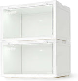 Lightning Collection Storage Box - Voice Control - Easy Access Storage Shoe Box, Stackable Shoe Storage Box, Equipped with Transparent Plastic Door, Suitable for Sports Shoes (11.2 x 14.9 x 8.8 inches (6 sets), White)