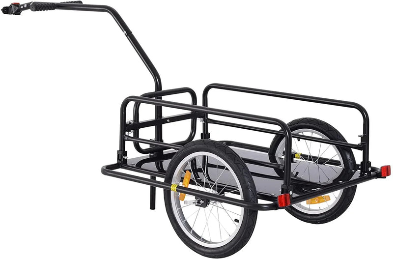 Foldable Bike Cargo Trailer, 80lbs Capacity, 16′′ Wheels, Black, with Hitch D396