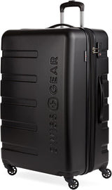 Expandable suitcase with rotating wheels, black