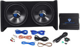 RV12.2B 1200W Dual 12" Car Subwoofer Enclosure Mono Amplifier Amp Kit