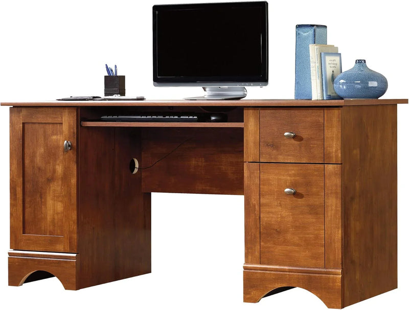 Multifunctional office computer desk, length: 59.45 inches x width: 23.47 inches x height: 29.02 inches, finished with polished maple wood material I6056