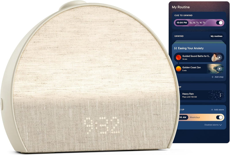 Sunrise alarm clock, audio equipment, smart lamp (rubber material) - White noise mode, screen-free sleep program W8971