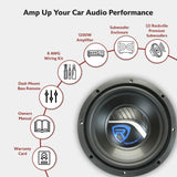 RV12.2B 1200W Dual 12" Car Subwoofer Enclosure Mono Amplifier Amp Kit