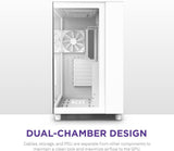 H9 Flow Dual-Chamber ATX Mid-Tower PC Gaming Case – High-Airflow Perforated Top Panel – Tempered Glass Front & Side Panels – 360mm Radiator Support – Cable Management – White