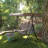 3 luxurious outdoor deck swings, with a weather-resistant steel frame, adjustable tilted canopy, brown model