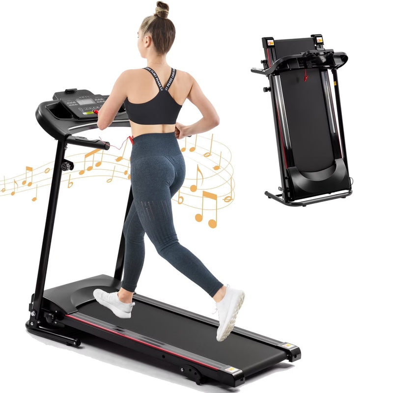 2.5HP Folding Treadmill with Incline, Electric Folding Treadmill for Walking Treadmill Machine 5 in LCD Screen 250 LB Capacity MP3 M7685