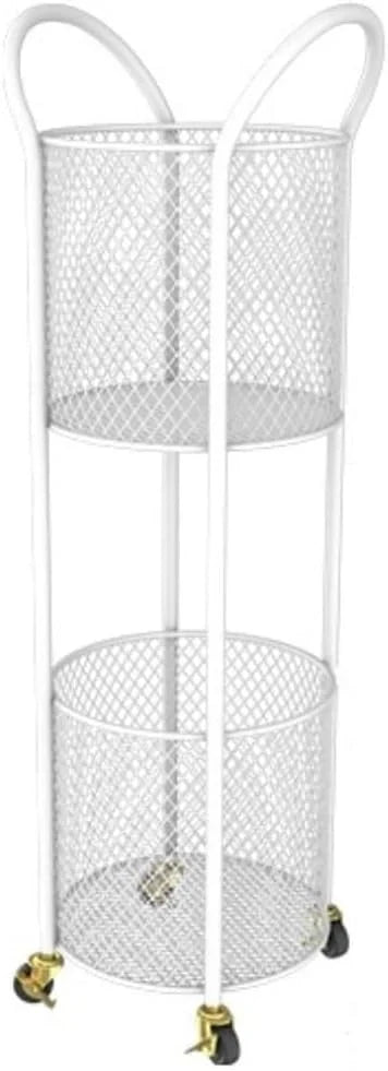 2-Tier Laundry Hamper with Wheels, Iron Basket for Bedroom, Bathroom, Dorm, Large Capacity Clothes Room, Easy to Move & Store F9190