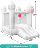 White Bounce House Indoor Outdoor Bouncy Castle for Kids 2-8 Oxford Toddler Bounce House with Slide Balloon & Blower,103 x 71 x 90 inch,Children's Birthday Party Easter Party Gifts