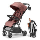 V2 Compact Baby Stroller - Premium vegetarian leather material, one-handed folding, infinitely adjustable tilt angle, aerospace-grade aluminum frame, oversized sunshade, spacious storage space, folding umbrella-style baby stroller - Desert Berry Colo
