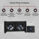 RV12.2B 1200W Dual 12" Car Subwoofer Enclosure Mono Amplifier Amp Kit